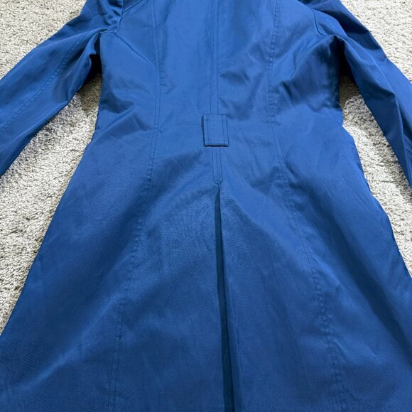 Guess Womens Blue Iridescent Button Trench Coat Luxury Old Money Preppy City M - Picture 5 of 8